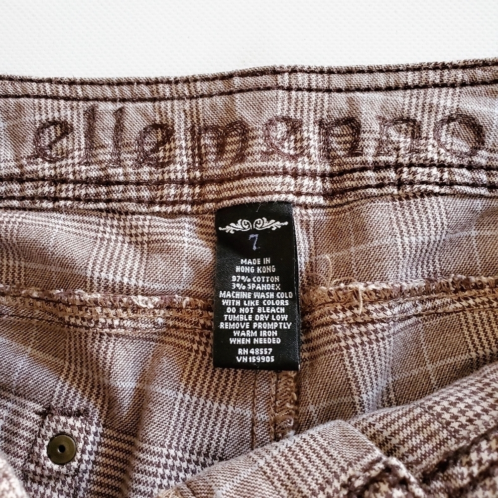 1254 * Ellemenno Plaid Low-rise Capri Pants Brown Size 7 Vintage Y2K 90s - Picture 3 of 9